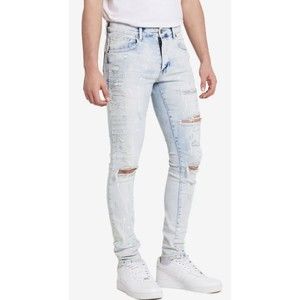 DECIBEL APPLICATION RIP AND REPAIR SKINNY JEANS  Size 36x32 UNIQUE BLUE